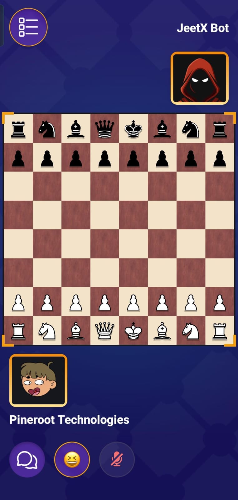 JeetX chess match against JeetX Bot